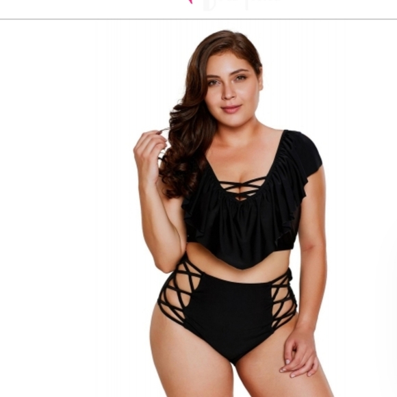 CLOSING New Black Frill Takini Swimsuit - Picture 2 of 8